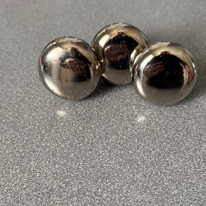 Set of Three Round Metal Cabinet Knobs - Silver